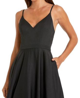  Petite V-Neck Ball Gown with Belted A-Line Skirt