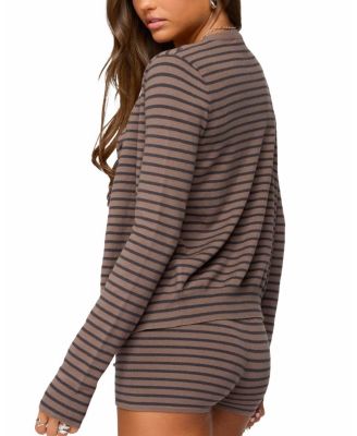  Lillian Striped Button Up Knit Cardigan