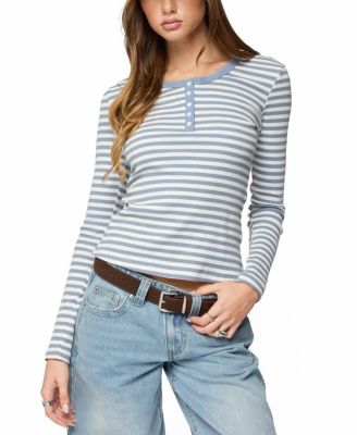 Roma Striped Henley Top