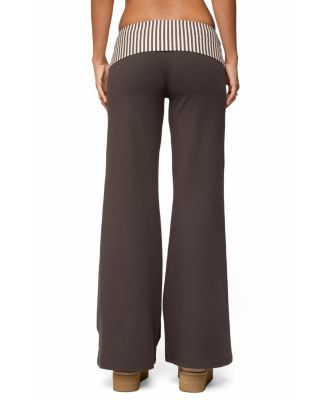 Meshey Striped Fold Over Pants