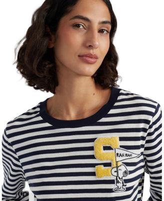 Women's Cotton Snoopy Varsity Long Sleeve T-Shirt
