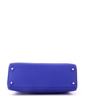 Kelly 32 Handbag Blue Togo with Palladium Hardware