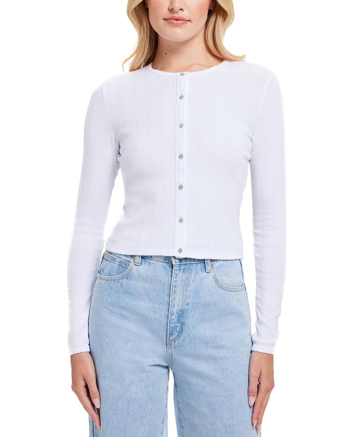 Goldie Lewinter Pointelle Crop Cardigan