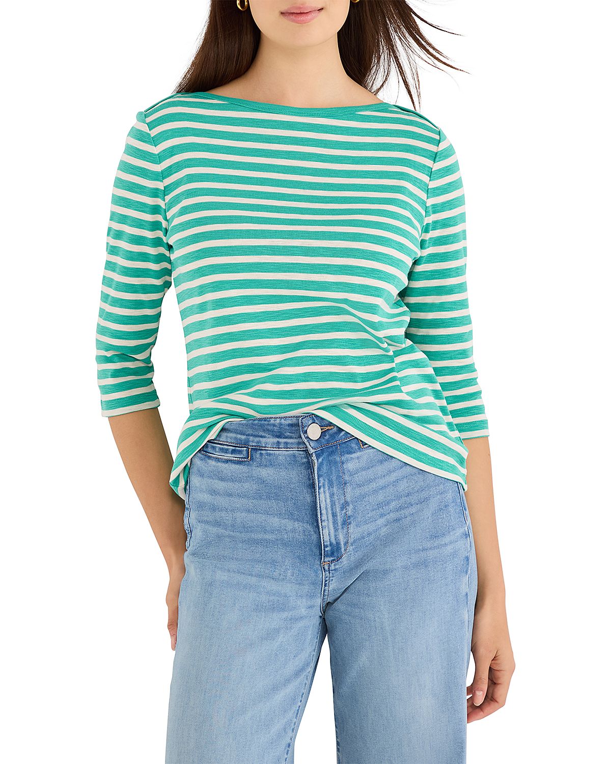 Nzt By Nic+Zoe 3/4 Sleeve Envelope Boat Tee