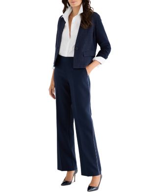 Weave Mix Collarless Knit Jacket