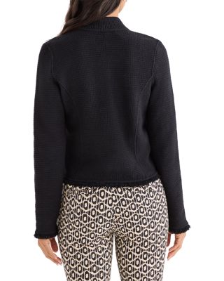 Fringe Mix Knit Bomber Jacket