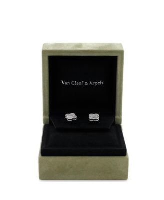  Sweet Alhambra Stud Earrings 18K White Gold and Mother of Pearl