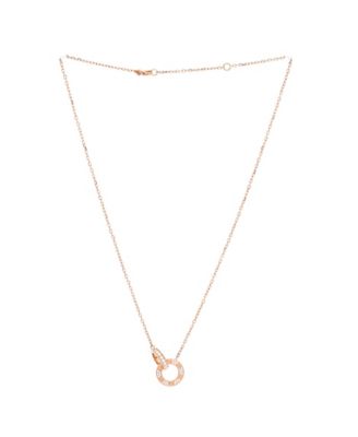  Love Interlocking Pave Necklace 18K Rose Gold and Diamonds 16"