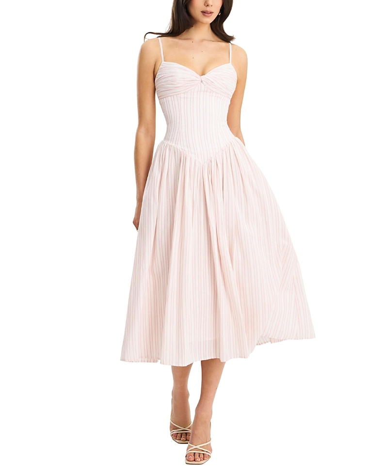 Miss Circle Zania Ruched Breast Cotton Jacquard Midi Dress