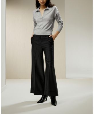 Women's V Neck Cashmere Polo Sweater