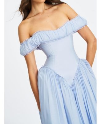  Xavy Rayon Off Shoulder Corset Midi Dress
