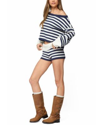  Saphi Striped Foldover Knit Shorts