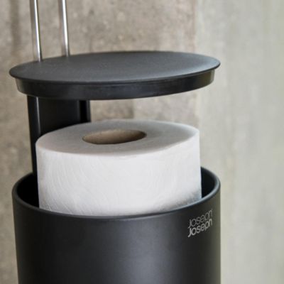 Easy Store™ Toilet Paper Roll Holder with Concealed Storage - Black