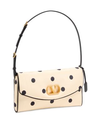 DeVain Moir&eacute; Plus De Pois Fabric Small VLogo Shoulder Bag