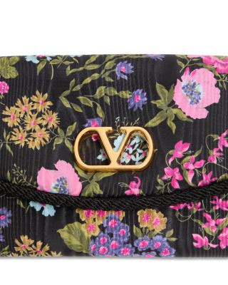 DeVain VLogo Moir&eacute; Papier Floral Fabric Small Shoulder Bag