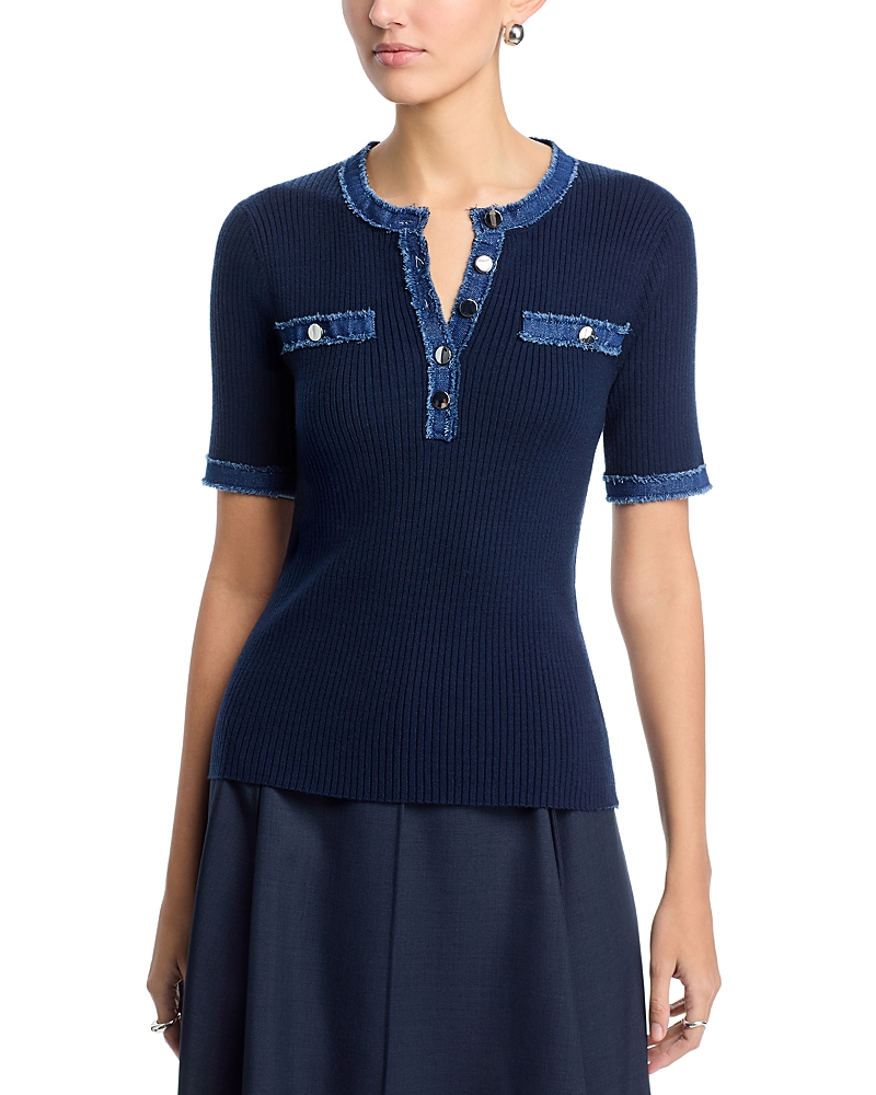 T Tahari Elbow Sleeve Crewneck Top