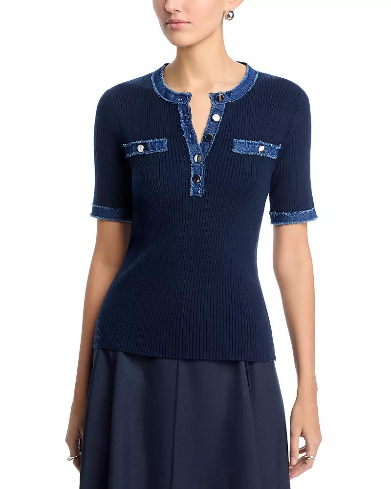 T Tahari Elbow Sleeve Crewneck Top