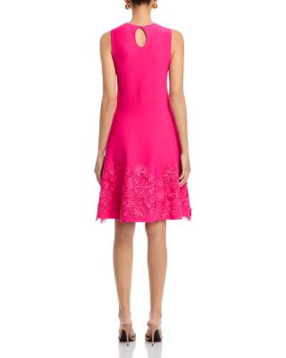 Knit Fit-and-Flare Lace Trim Dress