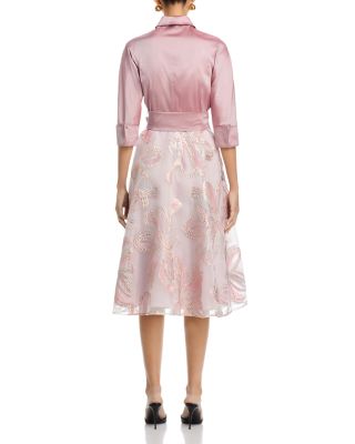 Textured Taffeta Floral Jacquard Shirt Dress