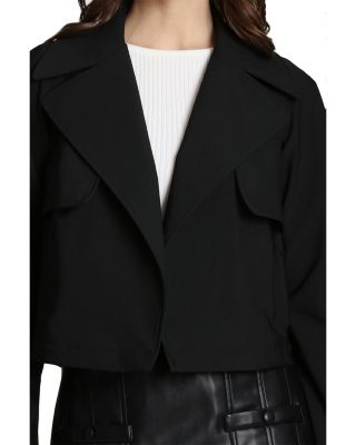Cool Tech Nylon Open Front Cropped Trench Coat
