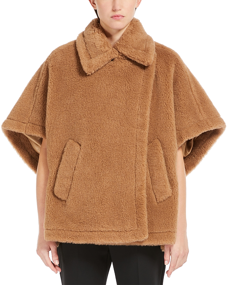 Max Mara Tebe Wool & Silk Teddy Poncho Jacket