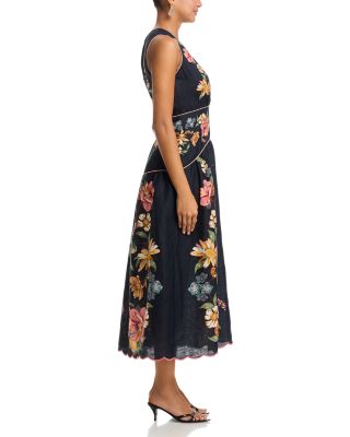 Maira Floral Print Linen Dress