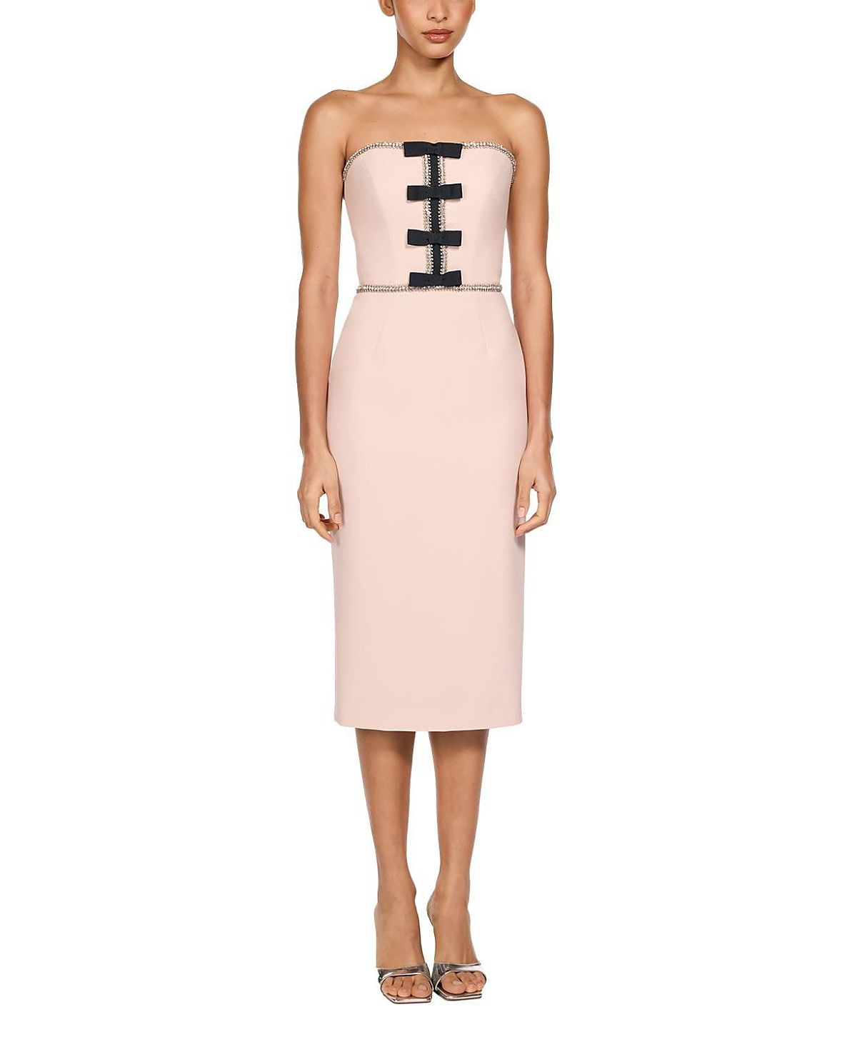 Jenny Packham Odette Bow-Embellished Beaded Midi Dress