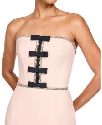  Odette Bow-Embellished Beaded Midi Dress