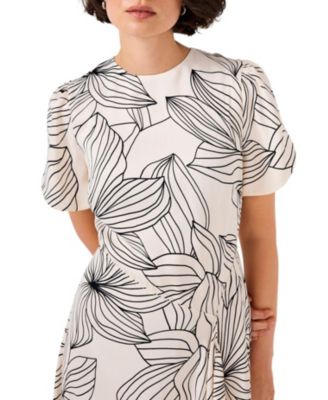  Women's Print Short Sleeve Satin Midi Dress