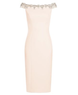  Valorie Beaded Off-Shoulder Midi Dress