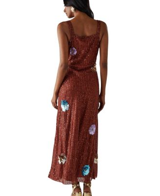 Hand Embellished Flower Burst Midi Dress