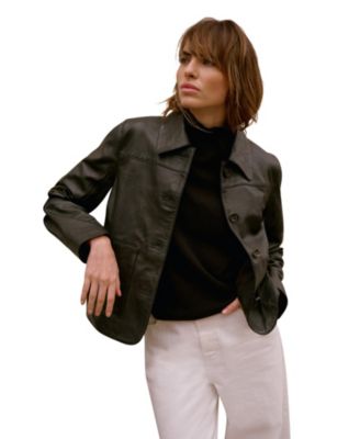  Women's Leather Pocket Detail Jacket