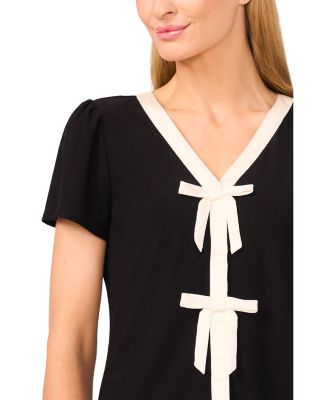 Bow Front Short Sleeve Blouse