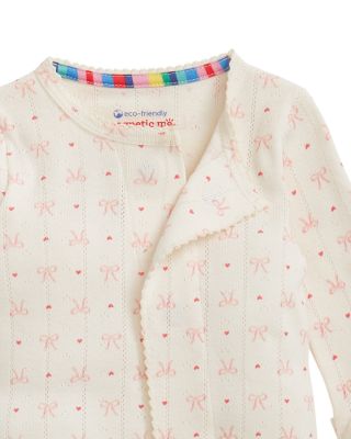 Girls' Heart & Bow Pointelle Magnetic Footie - Baby 