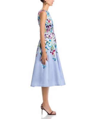 Sleeveless Boat Neck Midi Dress