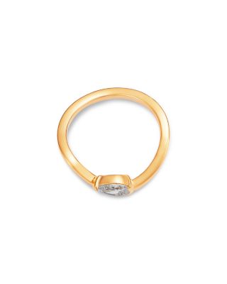 14K Yellow Gold Lab Grown Diamond Pear Wave Ring