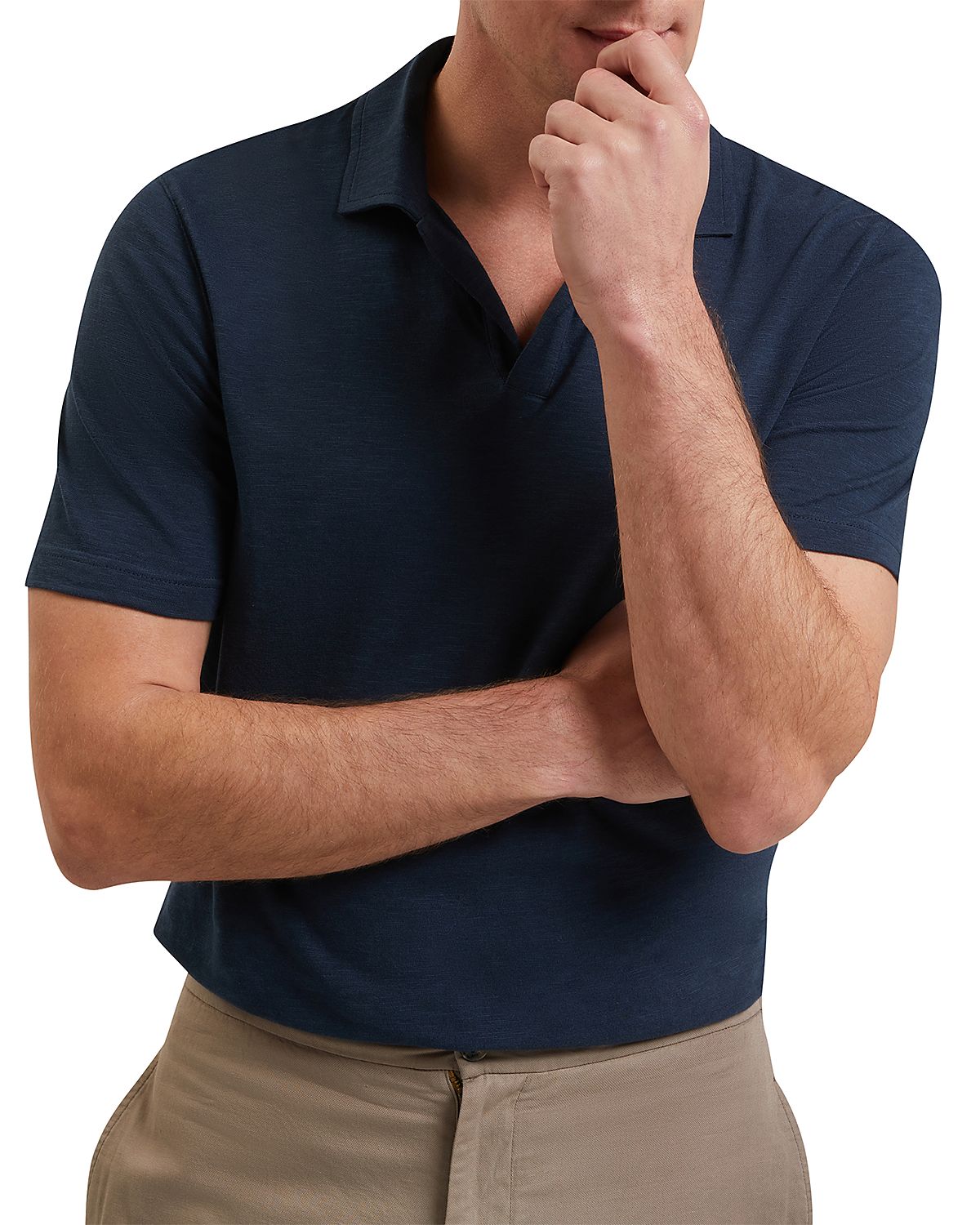 Ted Baker Anito Short Sleeve Cotton Linen Open Neck Polo
