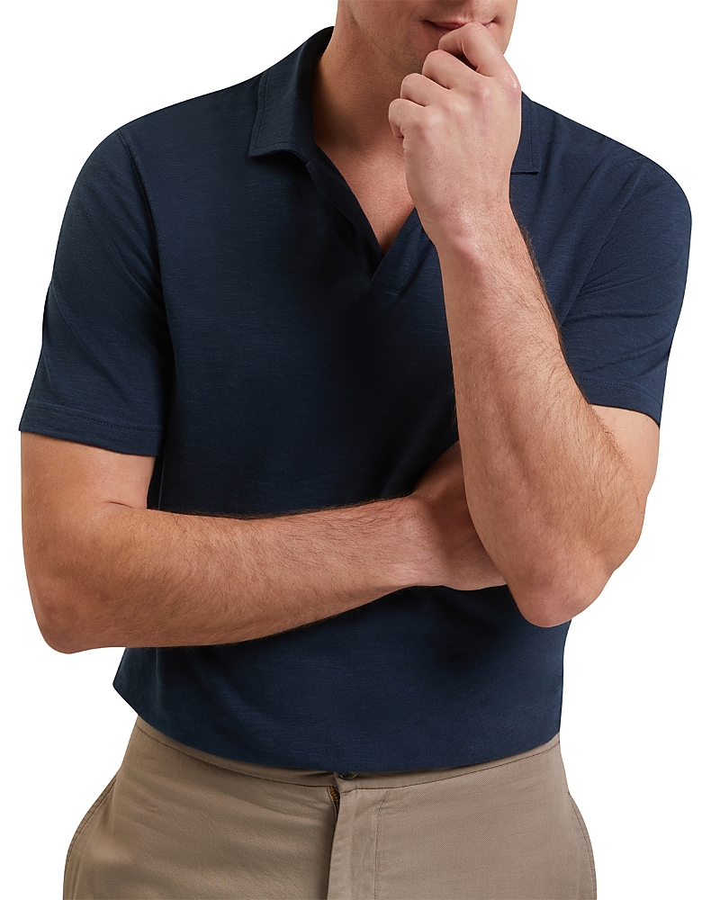 Ted Baker Anito Short Sleeve Cotton Linen Open Neck Polo