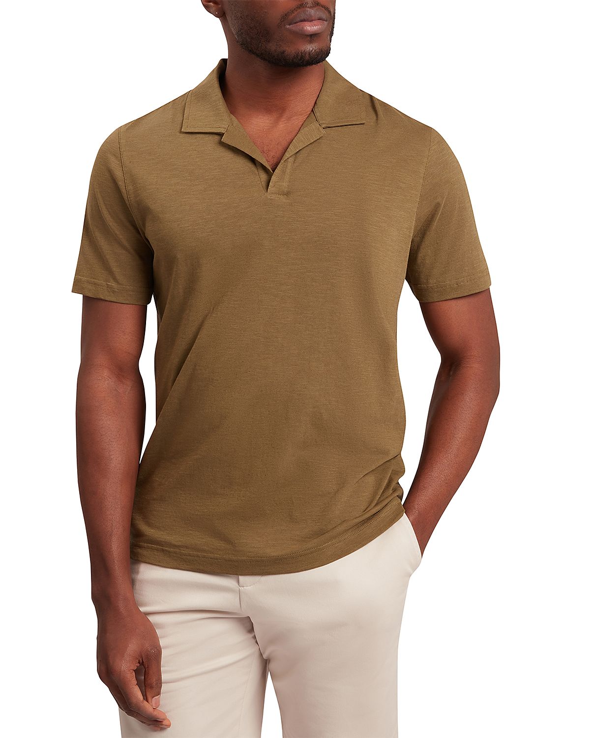 Ted Baker Anito Short Sleeve Cotton Linen Open Neck Polo