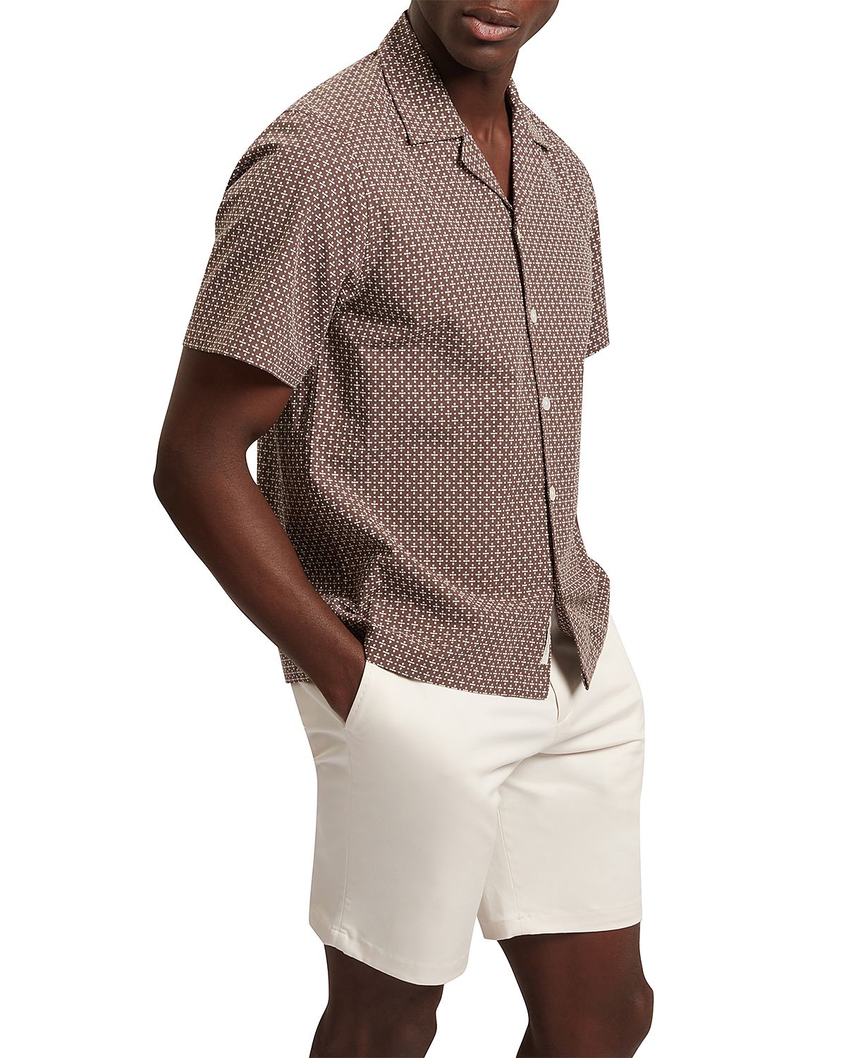 Ted Baker Merrik Geo Textured Relaxed Fit Camp Shirt