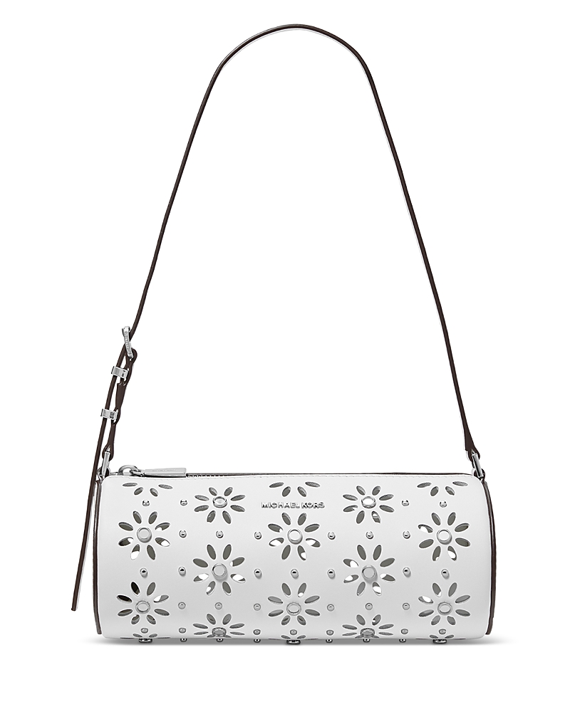 Michael Kors Izzy Small Floral Cutout Leather Barrel Pouchette