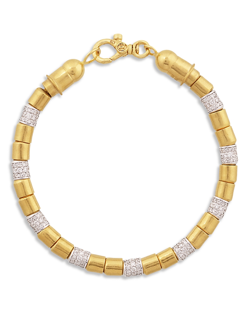 Gurhan 18k White & Yellow, 24k Yellow Gold Diamond Cylinder Cluster Bracelet In Multi