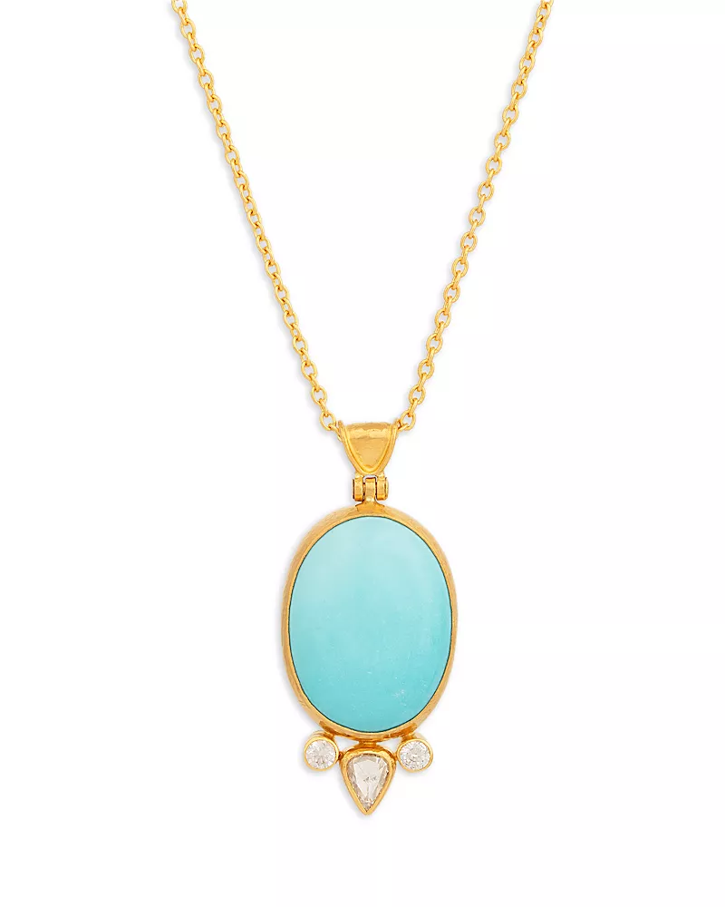 Gurhan 22K Yellow Gold Rune Turquoise & Diamond Pendant Necklace, 16