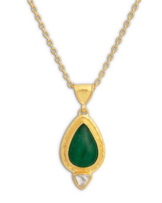 22K & 24K Yellow Gold Muse Emerald & Diamond Pendant Necklace, 16-18"