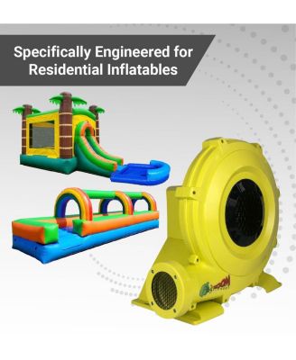 Portable Air Pump for Inflatables - 1.25 hp Energy Efficient High Power Compact Residential Air Blower for Bounce Houses and Slides