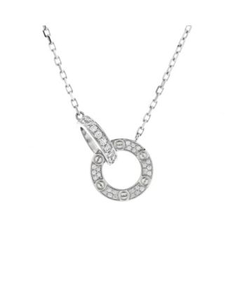  Love Interlocking Pave Necklace 18K White Gold and Diamonds, 16"