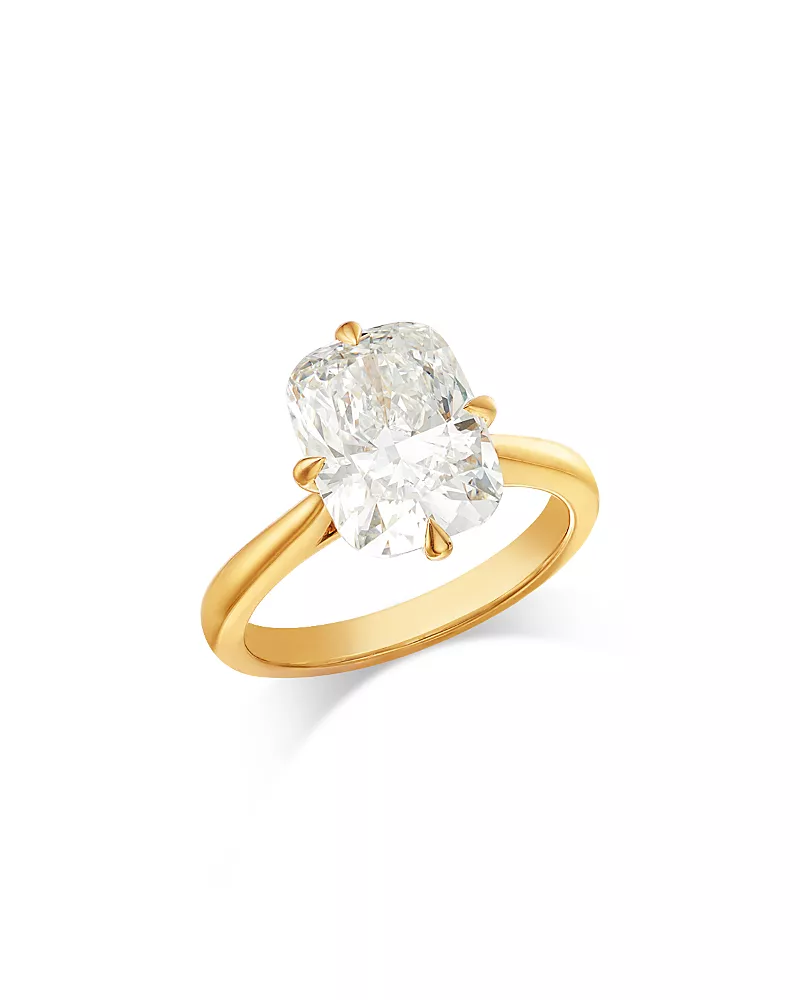Bloomingdale's Fine Collection Luxe Collection Certified Lab Grown Diamond Elongated Cushion Solitaire Ring in 18K Yellow Gold, 4.0 tcw