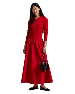 Lunar New Year Cable Knit Mixed Media Dress