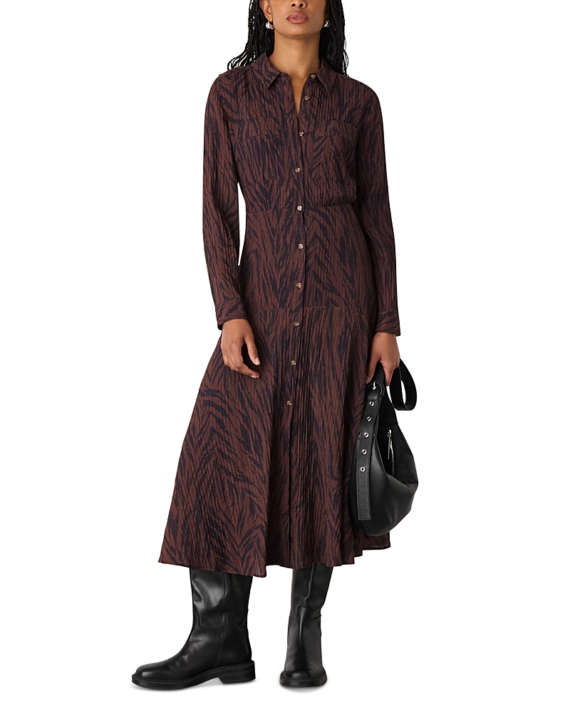 Whistles Zebra Print Collared Shirt Dress