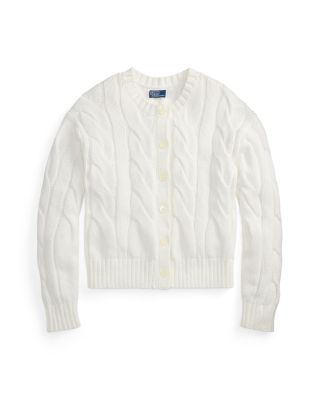 Crewneck Cable Knit Cardigan Sweater